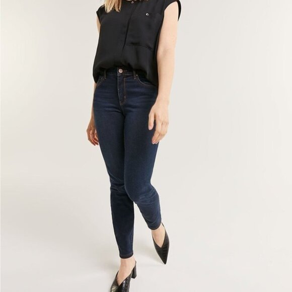 Women’s 36 / 20 R Jeans Sculpting Dark Rinse Mid Rose Stretch Straight Skinny - Picture 12 of 12